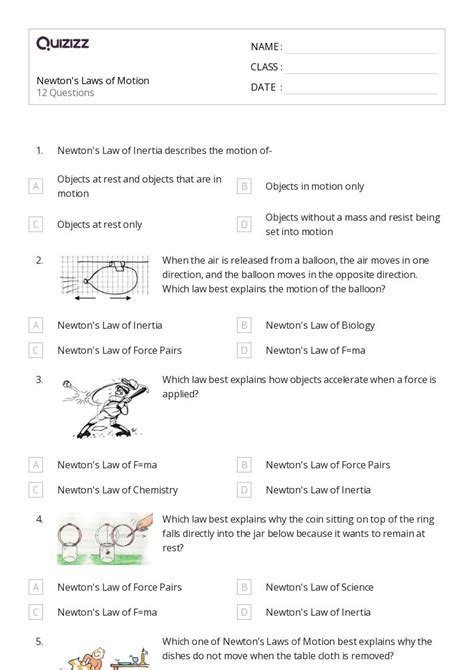 50 Forces And Newtons Laws Of Motion Worksheets For 12th Year On