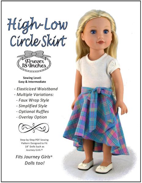 Forever 18 Inches Hi Low Circle Skirt Doll Clothes Pattern 18 Inch