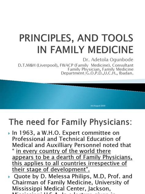 Family medicine is the specialty of medicine which is concerned with providing comprehensive care to individuals and families and integrating biomedical, behavioural and social sciences. Principles, And Tools in Family Medicine | Family Medicine ...