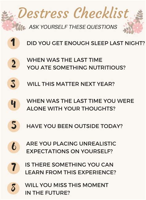 Checklist Of Self Care Questions To Ask Yourself To Instantly Destress