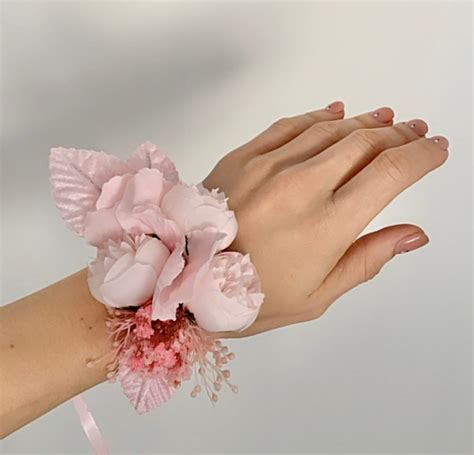 Peony Wrist Corsage Bridal Floral Corsage Pink Wedding Wrist Etsy