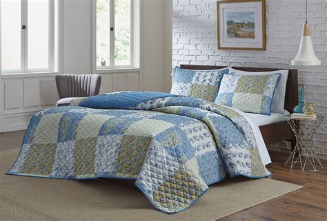 Chezmoi collection austin bedspread set (editor's choice). Colormate Blue Patch Quilt Set - Home - Bed & Bath ...