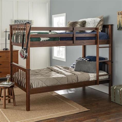 Walker Edison Walnut Twin Over Twin Bunk Bed In The Bunk Beds