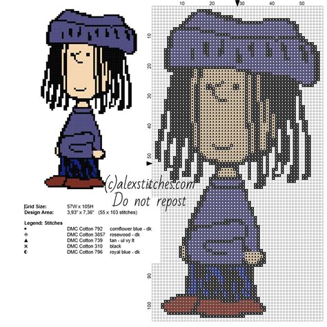 The pdf instructions page online is a free printable one! Eudora Peanuts character free cross stitch pattern | Cross ...