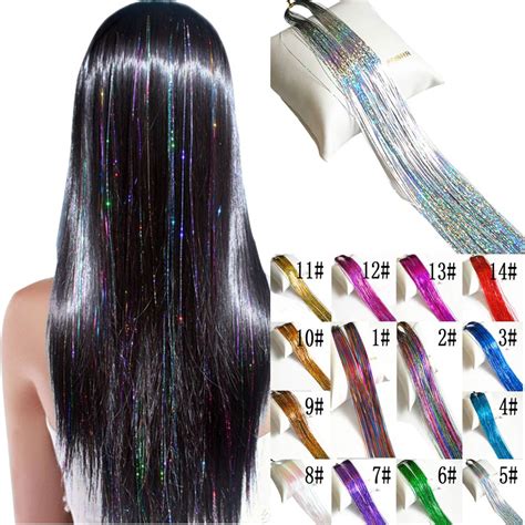 Old Street 5pcslot Hair Tinsel Sparkle Holographic Glitter Extensions
