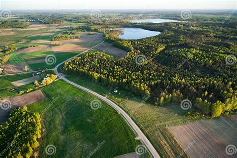 Aerial View Of Lithuanian Countryside At Spring Stock Image Image Of