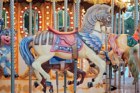 Vintage Carousel Horses Containing Carousel Horses And Round Arts