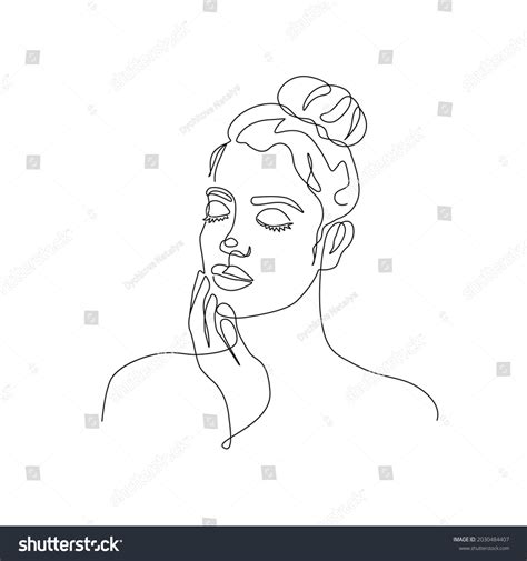 Abstract Line Art Woman Face Woman Stock Vector Royalty Free