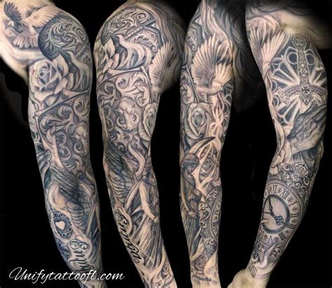 Black And Gray Sleeve By Pepper Tattoos