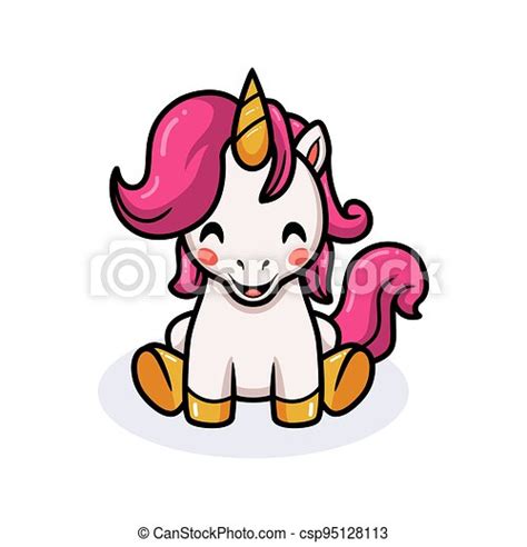 Vector Illustration Of Cute Baby Unicorn Cartoon Sitting Canstock