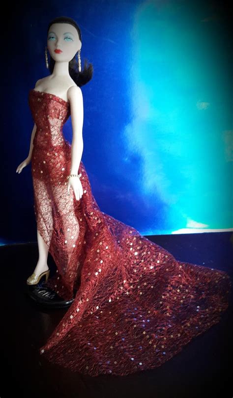 Gene Doll Ooak Red Gold Sequin Dress 16 Evening Gown Etsy
