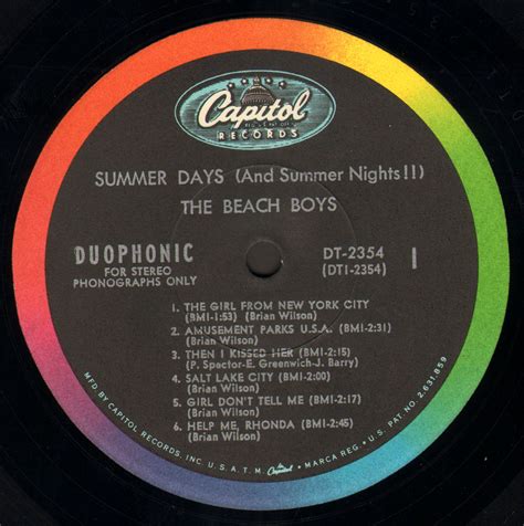 Summer Days And Summer Nights Original 1965 Us Capitol Label 12