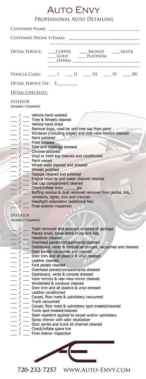 Auto Detailing Receipt Template Printable Word Searches