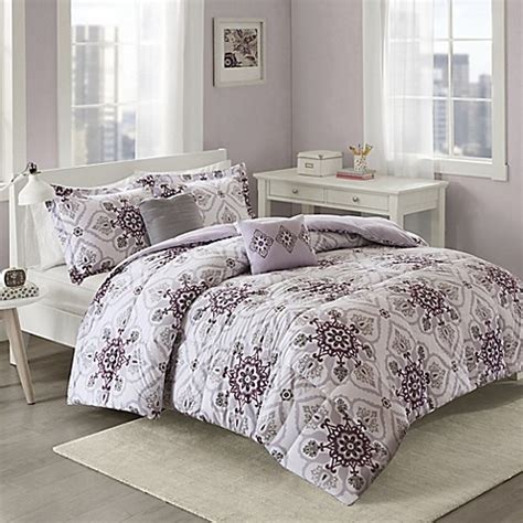 cozy soft cassy comforter set  purplegrey bed bath