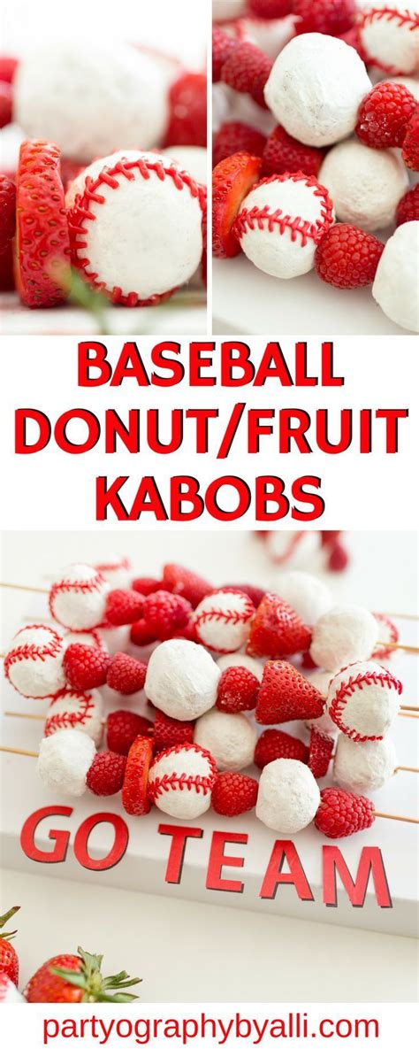 baseball snack baseball donut and fruit kabobs team mom team snack ideas snack mom baseball
