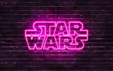 Download Wallpapers Star Wars Purple Logo 4k Purple Brickwall Star