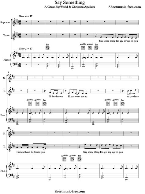 Partition Piano Sheet Music Say Something A Great Big World