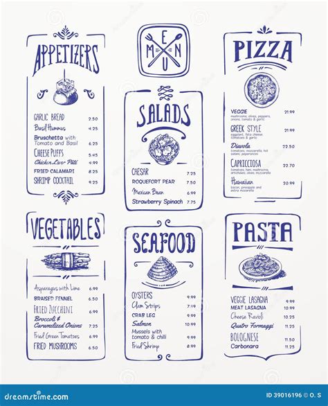 Menu Drawing Ideas