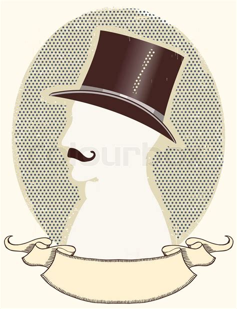 Gentleman In A Top Black Hat And Mustachevector Face Silhouette Stock