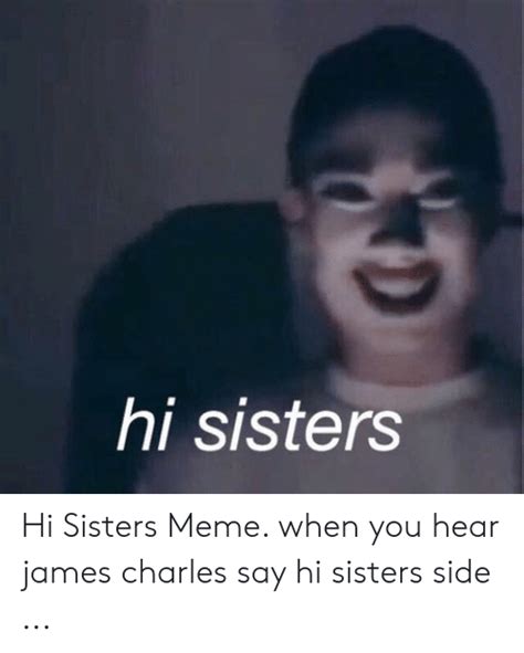 Sister sabotaged #james #charles #jamescharles #tati #tatiwestbrook #jamescharlesisoverparty #byesister #youtube #youtubememes #youtubememe #meme #memes. Hi Sisters Hi Sisters Meme When You Hear James Charles Say Hi Sisters Side | Meme on ...