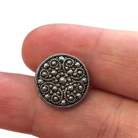 10 X 15mm Silver Metallic Fancy Buttons The Button Shed