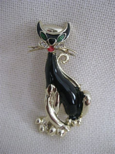 Vintage Sixties Modern Black Cat Pin Etsy Cat Pin Black Cat Vintage