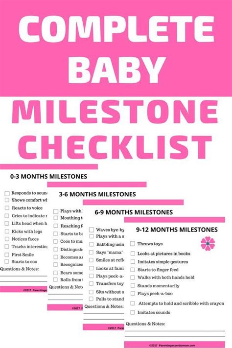 Printable Baby Milestone Checklist