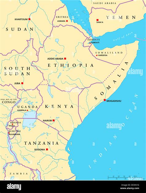 East Africa Political Map Stock Photo Alamy