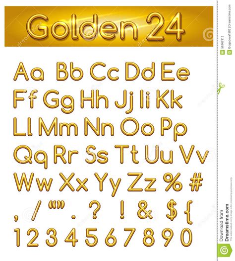 Golden 24 Alphabet Stock Vector Illustration Of Funky 56767313