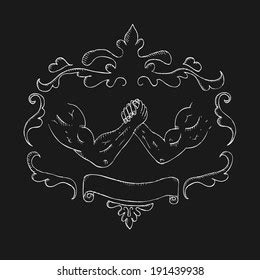 Vintage Hand Drawn Outline Illustration Muscular Stock Vector Royalty Free