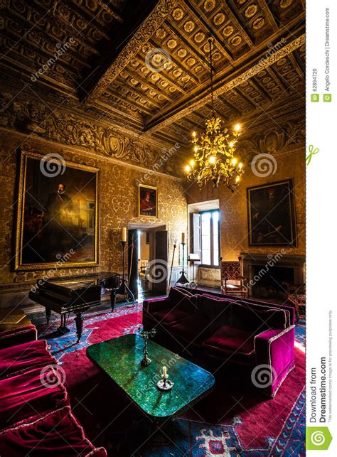 Interior Furniture Salon Of A Seventeenth Century Castle Editorial