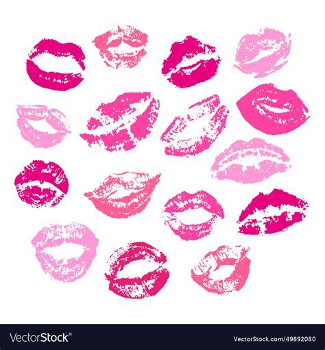 Different Female Lipstick Kisses Silhouettes Vector Image
