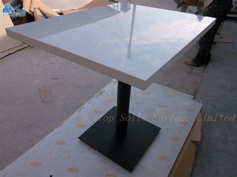 White Solid Surface Hotel Lounge Square Restaurant Table