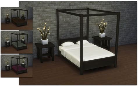 Modern Four Poster Double Bed In 2023 Sims 4 Beds Sims 4 Cc