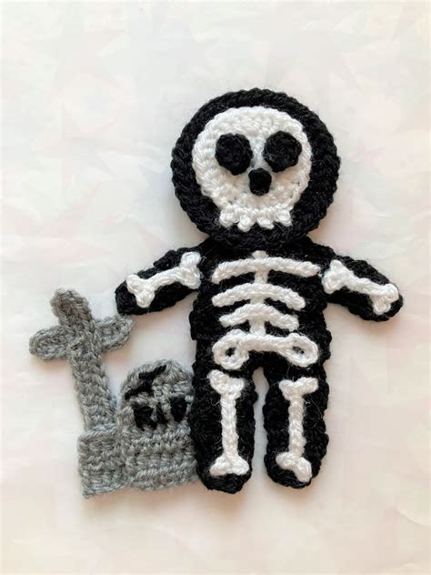 Crochet Skeleton Applique Pattern Instant Pdf Download Applique