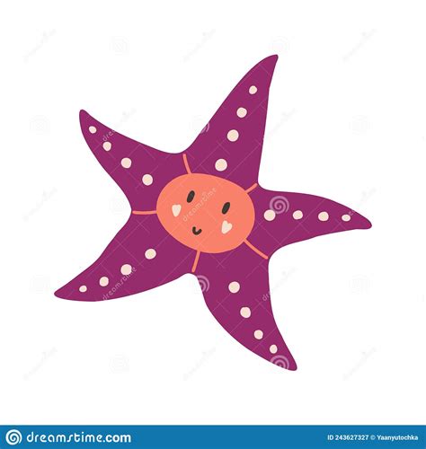Purple Smile Starfish Hand Drawn Stock Vector Illustration Of