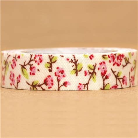Pretty Beige Fabric Deco Tape With Pink Flowers Flower Tapes Deco