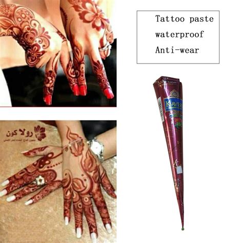1pcs natural brown indian henna tattoo paste cones mehndi henna tattoo paste cream finger body
