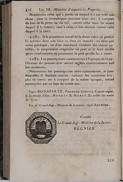Collectif Code Napoléon Code Civil Des FranÇais Édition Originale E