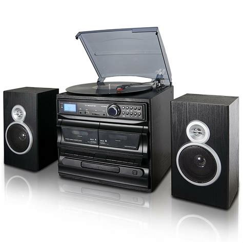 Lp Record Cassette Cd Player Turntable Stereo Speakers Fm Radio