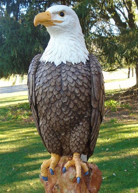 Eagle Concrete Statue Garden Patriotic Figurine American Bald Eagle