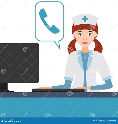 Female Medical Professional Doctor Or Nurse Answers The Calls Stock