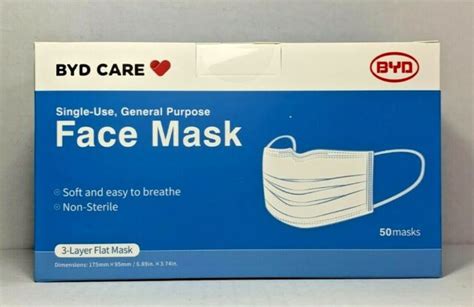 Byd Single Use Disposable Face Mask One Size 50 Pack For Sale Online