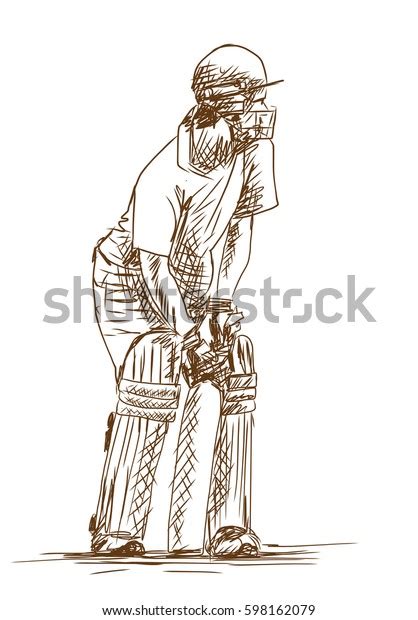 Hand Drawn Sketch Cricket Player Playing Stock Vector Royalty Free