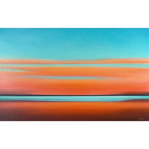 Glowing Afternoon Sky Vibrant Abstract Landscape 30h X 48w