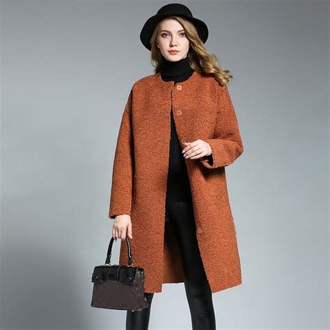 new 2017 winter plus size fashion ladies cashmere long coat warm thick lambswool overcoat sherpa