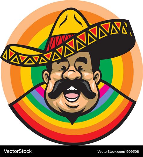 Cartoon Of Smiling Mexican Man With Sombrero Vector Image