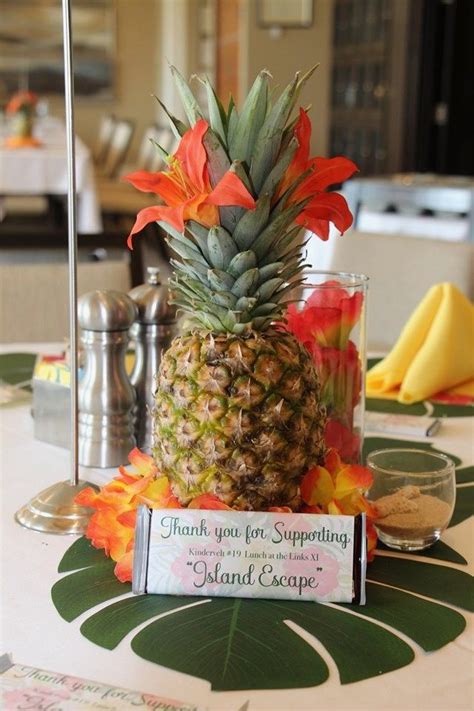 This Is My Version Of The Pineapple Centerpiece Hawaiian Party Decorations Hawaiian Luau Party