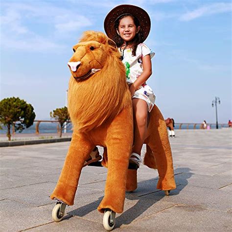 Gidygo Kids Ride On Lion Riding Horse Toy Pony Rider Mechanical Walking