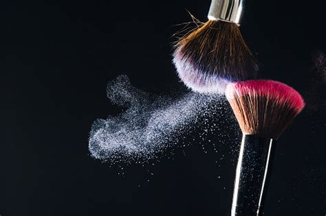 Makeup Brushes On Black Background Stock Photo Download Image Now